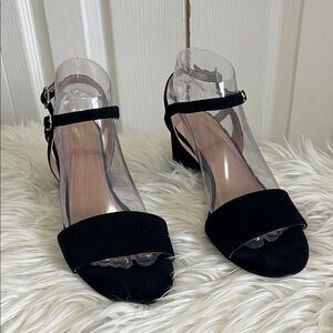 J. Crew Strappy Block Heel Sandals in Black Suede Size 9
